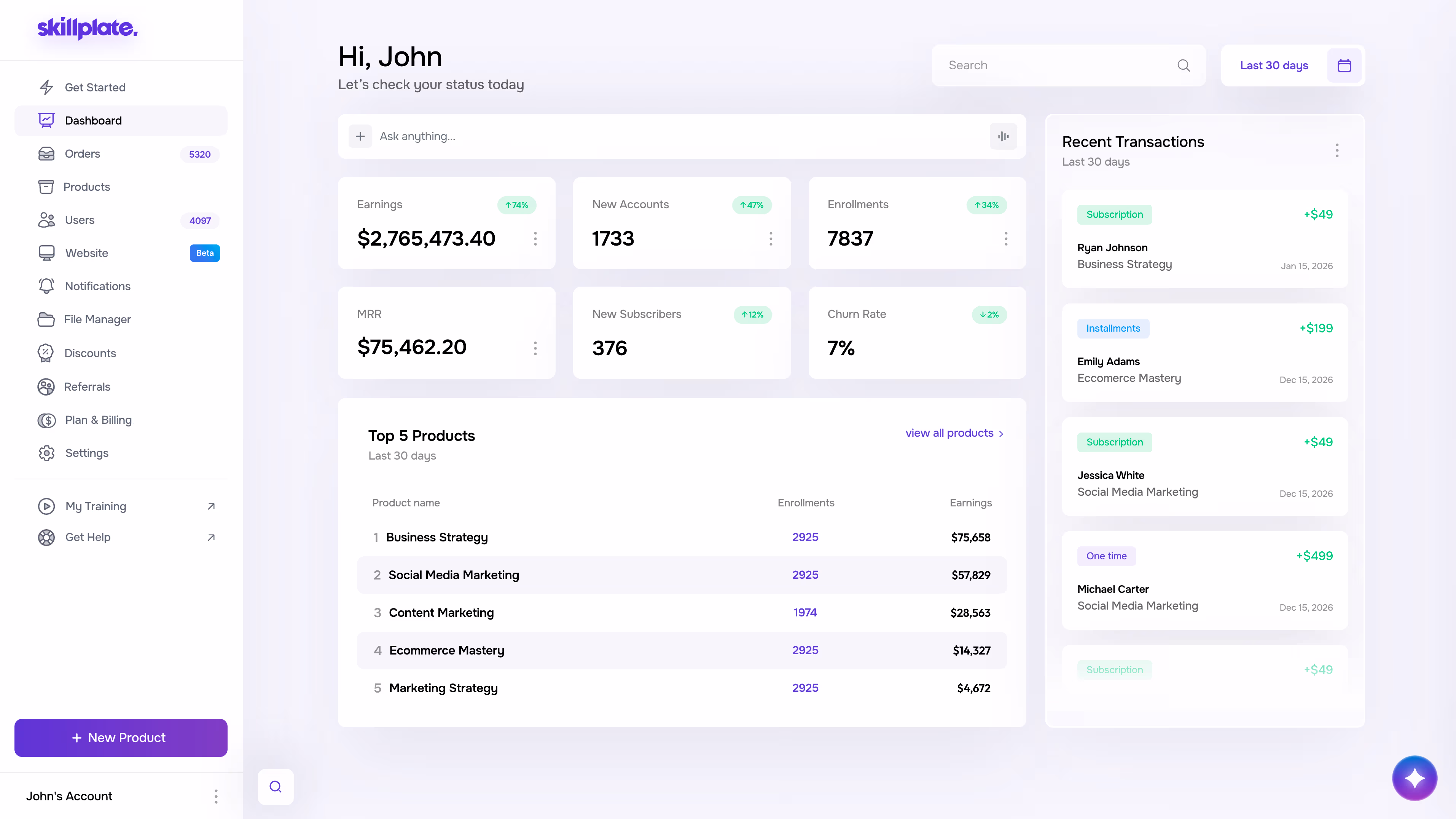Admin Panel screenshot